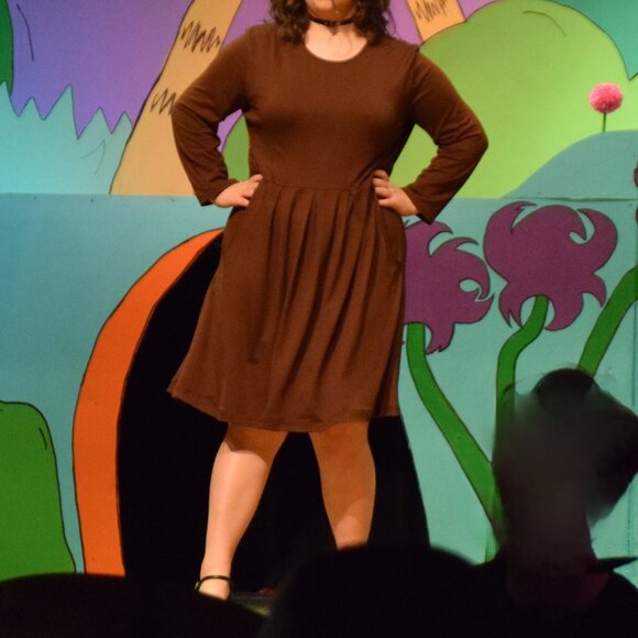✨PETITE Casual Pleated Swing Dress with Pockets – Long Sleeve Tunic, Solid Color - Picture 1 of 6